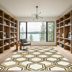 Geometric Honeycomb Cream and Bronze Rug