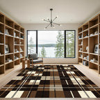 Classic Earthy Brown Plaid Tartan Rug
