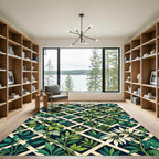 Lush Green Botanical Lattice Trellis Rug