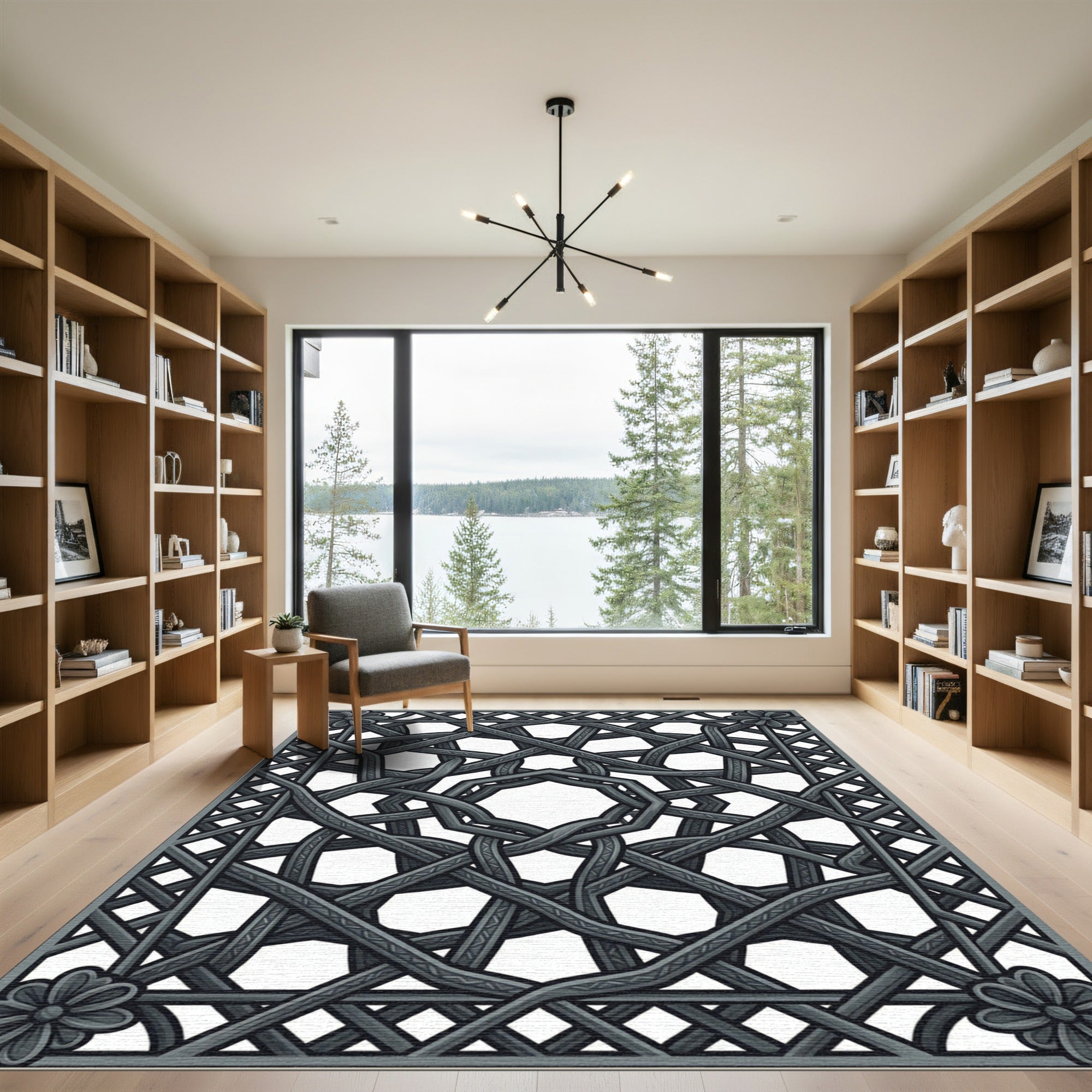 Intricate Dark Gray Celtic Knot Rug