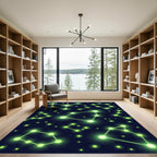 Neon Green Star Constellation Night Rug