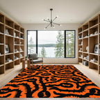 Spooky Orange Black Pumpkin Vine Rug