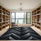 Textured Gray Herringbone Chevron Rug