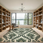 Emerald Damask Botanical Scroll Art Rug