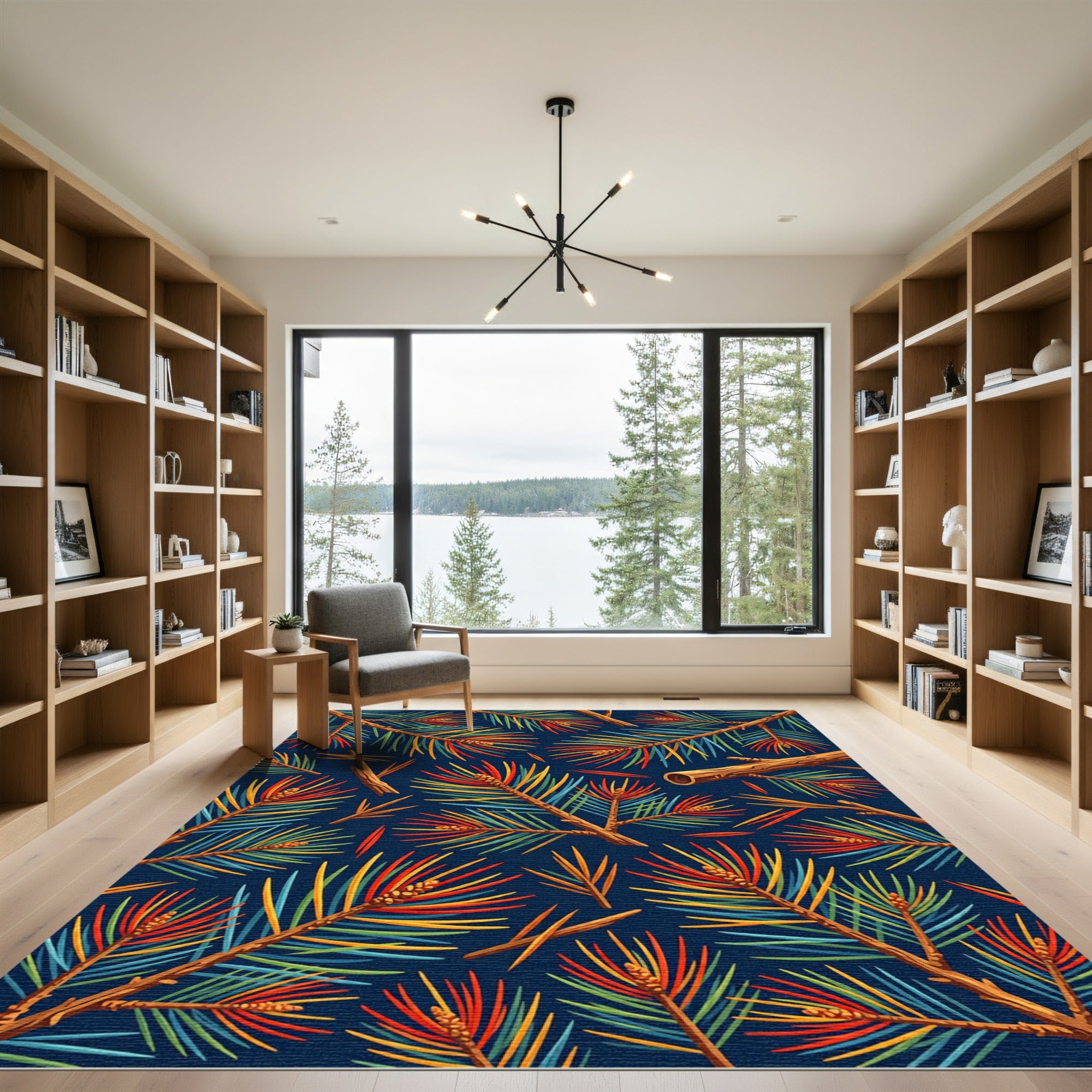 Vibrant Colorful Pine Needle Foliage Rug