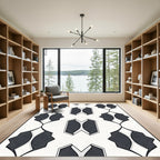 Modern Dark Gray Geometric Oval Rug