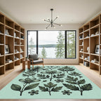 Sage Green Botanical Wildflower Meadow Rug