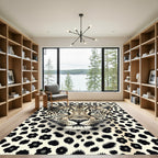 Bold Black Spotted Leopard Portrait Rug