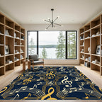 Art Deco Golden Musical Note Tapestry Rug