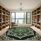 Emerald Floral Ornamental Round Medallion Rug