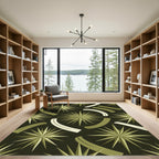 Mid-Century Modern Olive Star Burst Rug