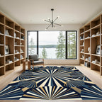 Art Deco Navy and Gold Fan Rug