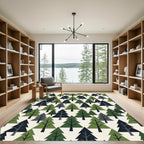 Minimalist Forest Pine Tree Woodland Rug