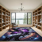 Cosmic Raven Splatter Nebula Art Rug