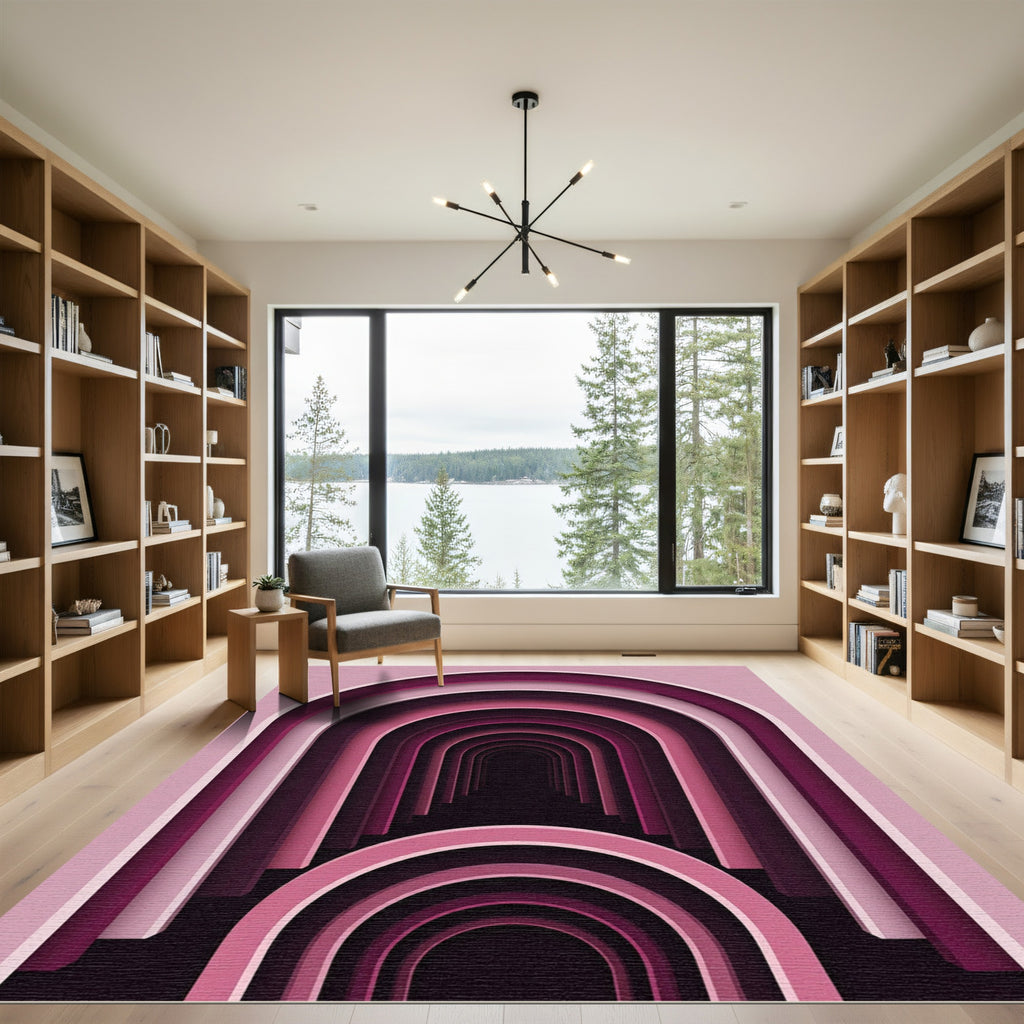 Pink Archway Illusion Layered Rug