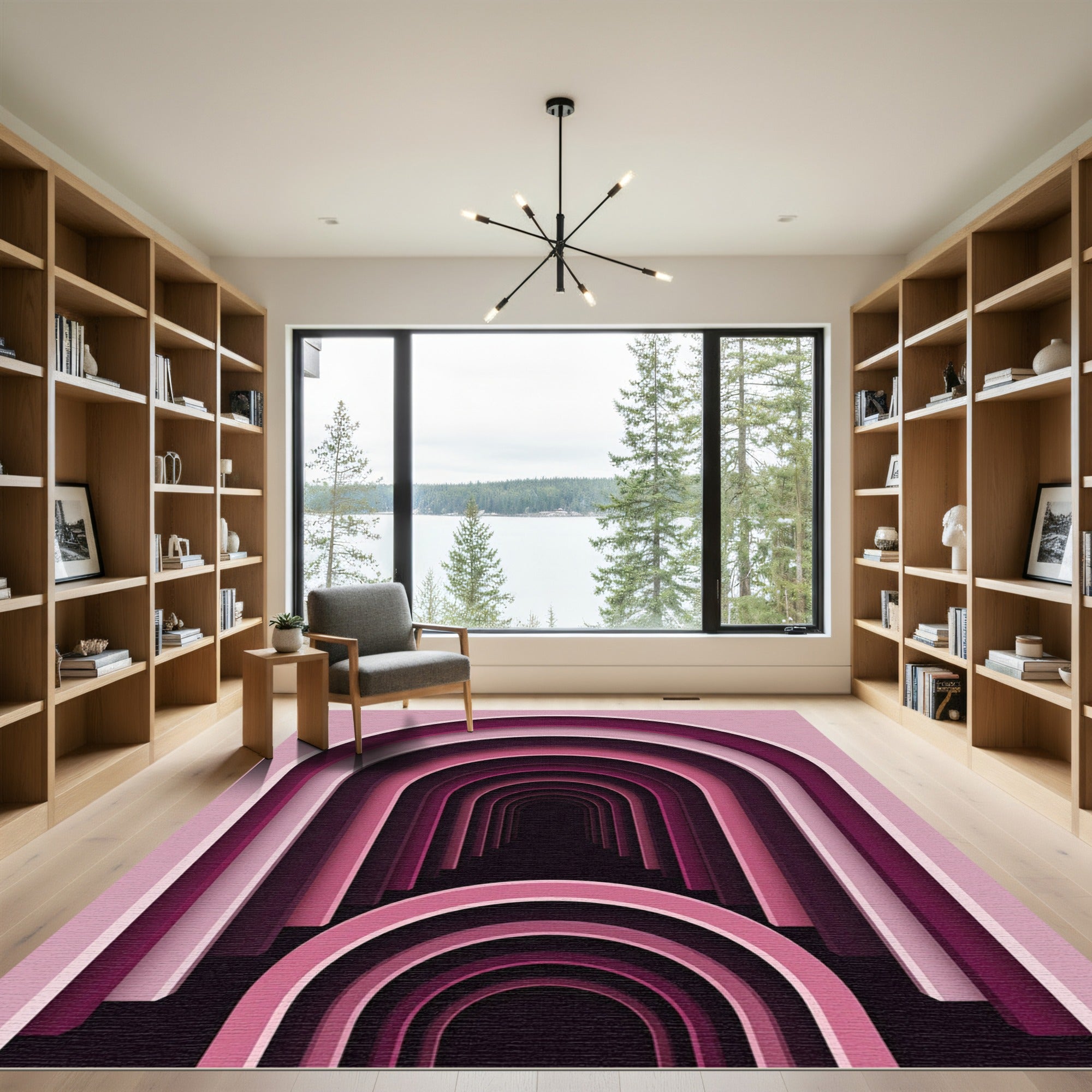 Pink Archway Illusion Layered Rug
