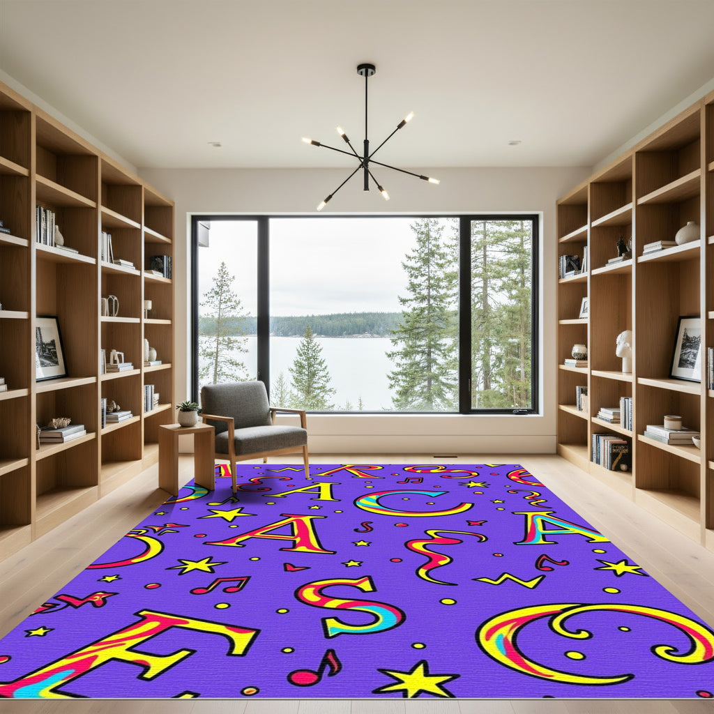 Vibrant Alphabet Music Notes Stars Rug