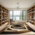 Abstract Brown Geometric Spiral Vortex Rug