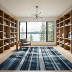 Abstract Coastal Storm Vertical Stripe Art Rug