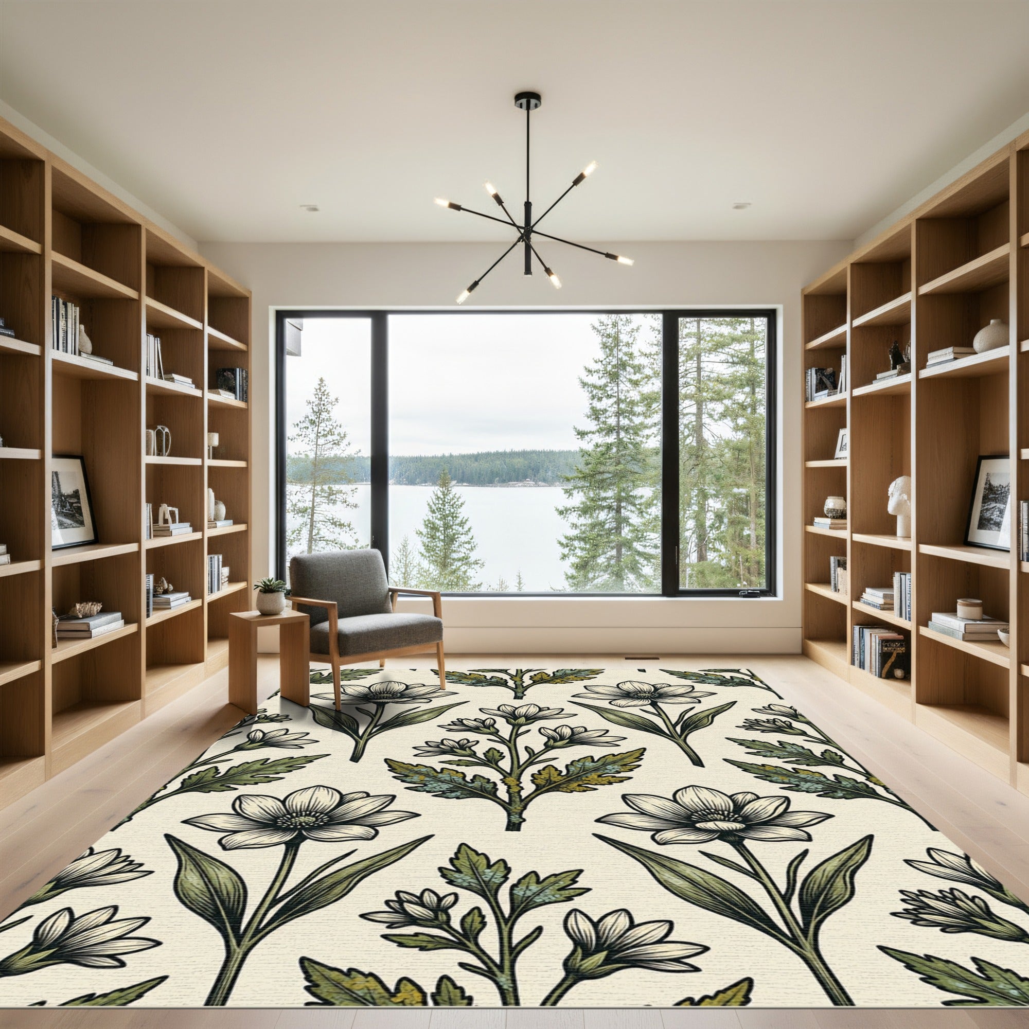 Vintage Botanical Cream and Olive Floral Rug