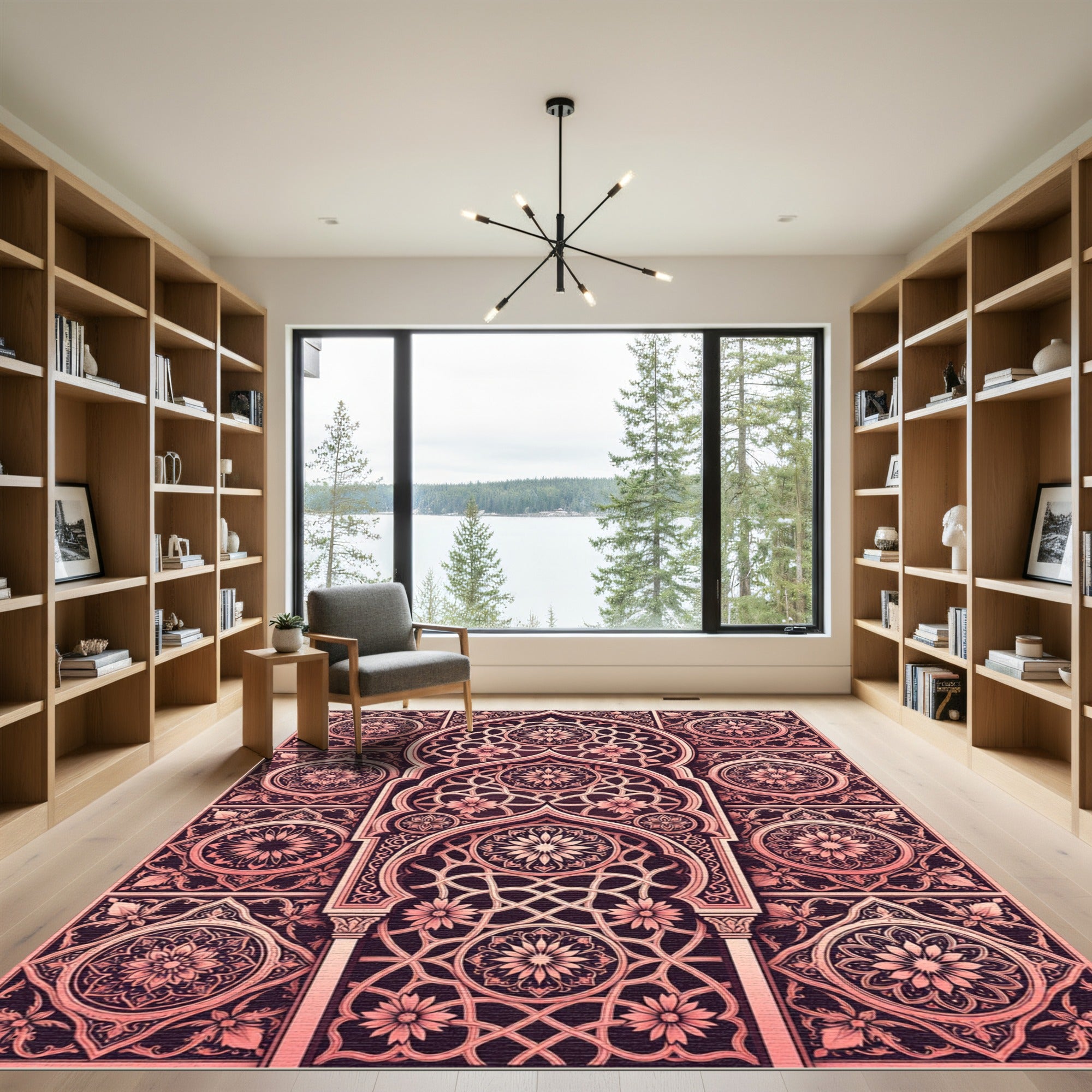 Rose Gold Floral Arch Medallion Rug