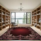 Rich Burgundy Floral Ornate Frame Rug