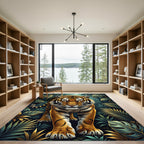 Majestic Tiger Tropical Jungle Foliage Rug