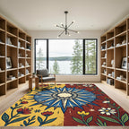 Vintage Floral Compass Sunburst Rug