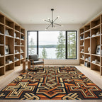 Geometric Celtic Cross Earth Tone Tapestry Rug