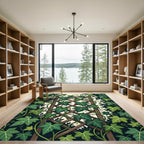 Lush Green Climbing Ivy Trellis Rug