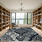 Monochromatic Tribal Geometric Mandala Rug