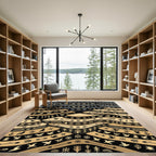 Tribal Golden Bird Arrow Composition Rug