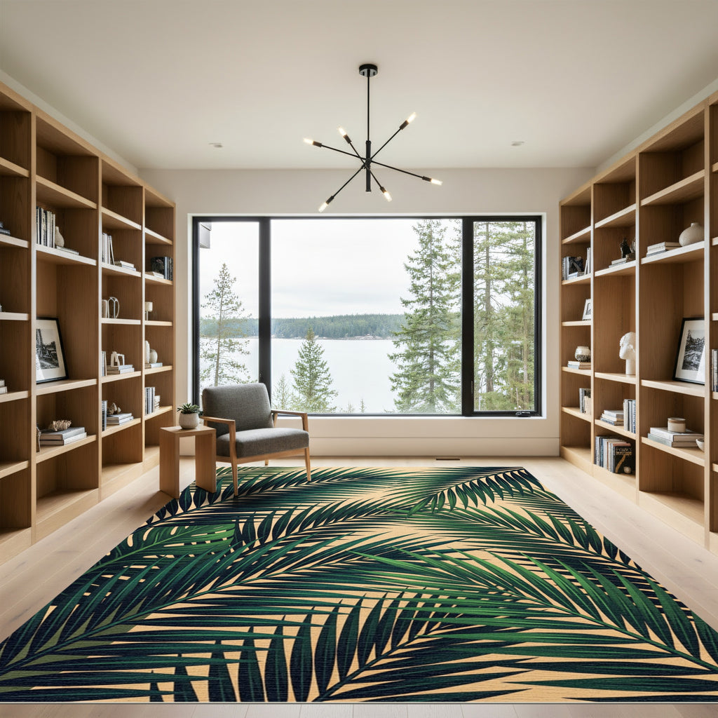 Emerald Palm Frond Canopy Rug