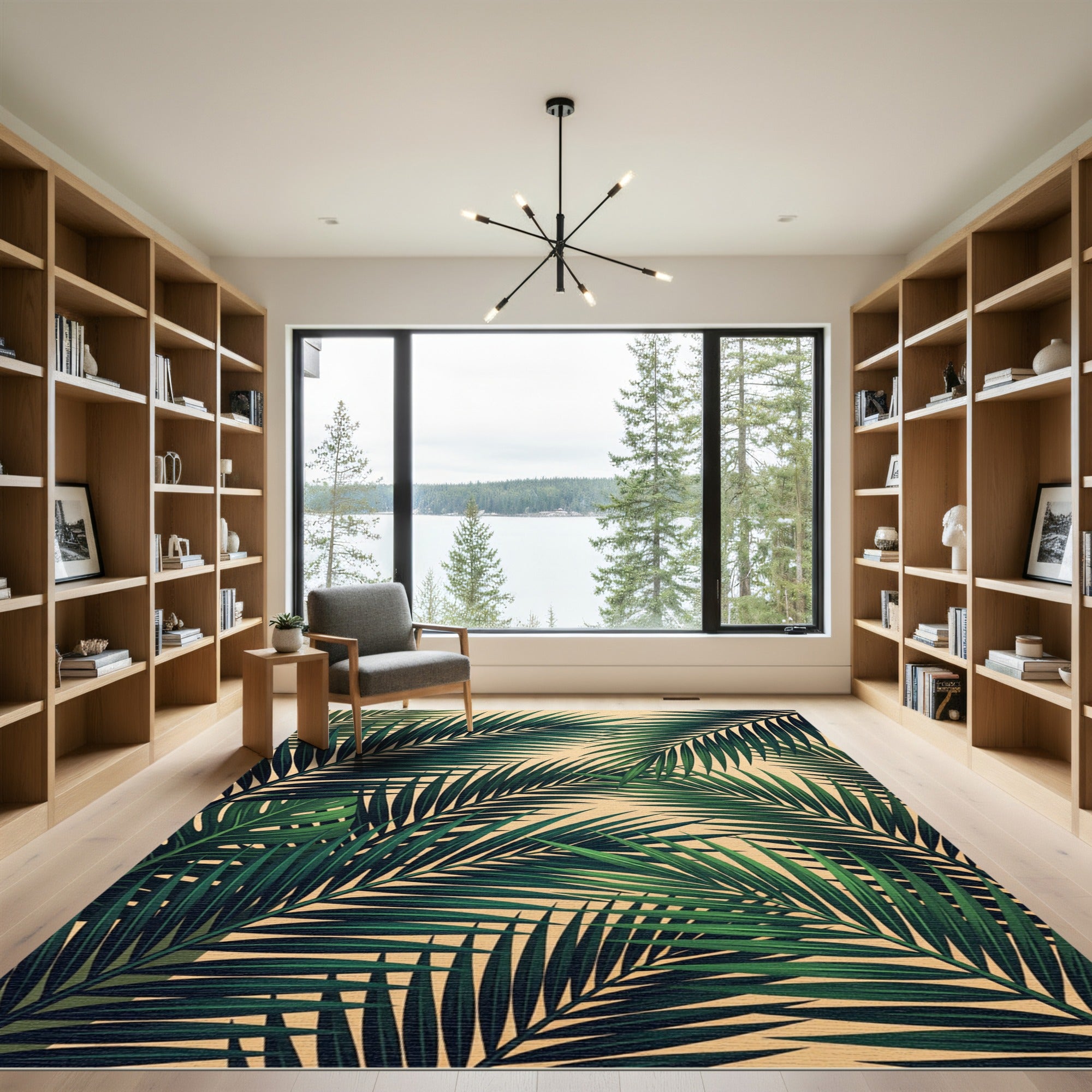 Emerald Palm Frond Canopy Rug