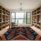 Bold Geometric Orange And Gray Chevron Rug