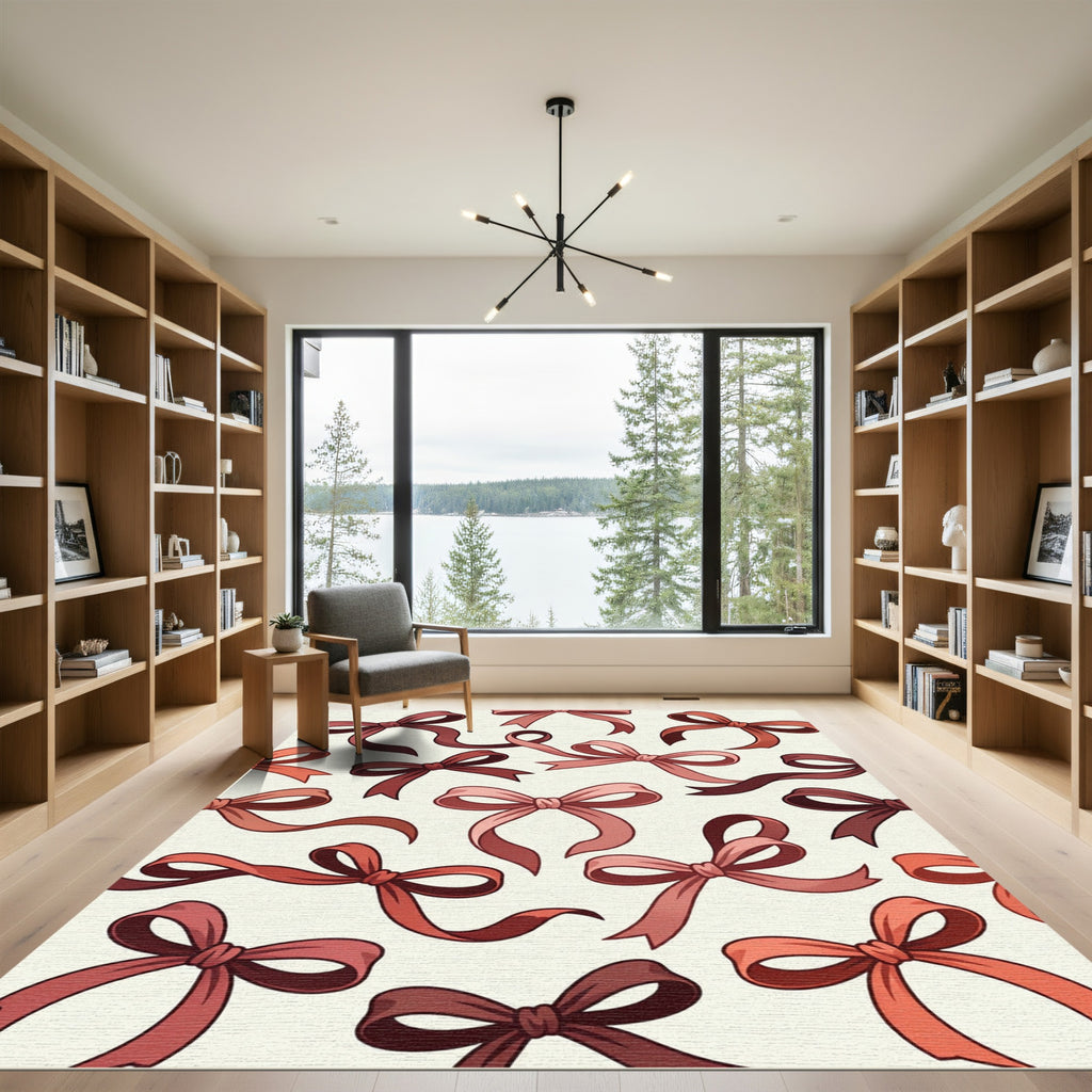 Elegant Dusty Rose Ribbon Bouquet Rug