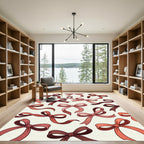Elegant Dusty Rose Ribbon Bouquet Rug