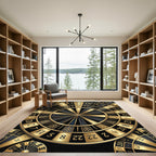 Luxurious Golden Roulette Wheel Circular Art Rug