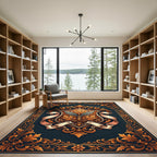 Ornate Gold Laurel Crest Background Rug