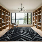 Modern Charcoal Chevron Geometric Rug