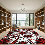 Crimson Burst Starburst Geometric Rug