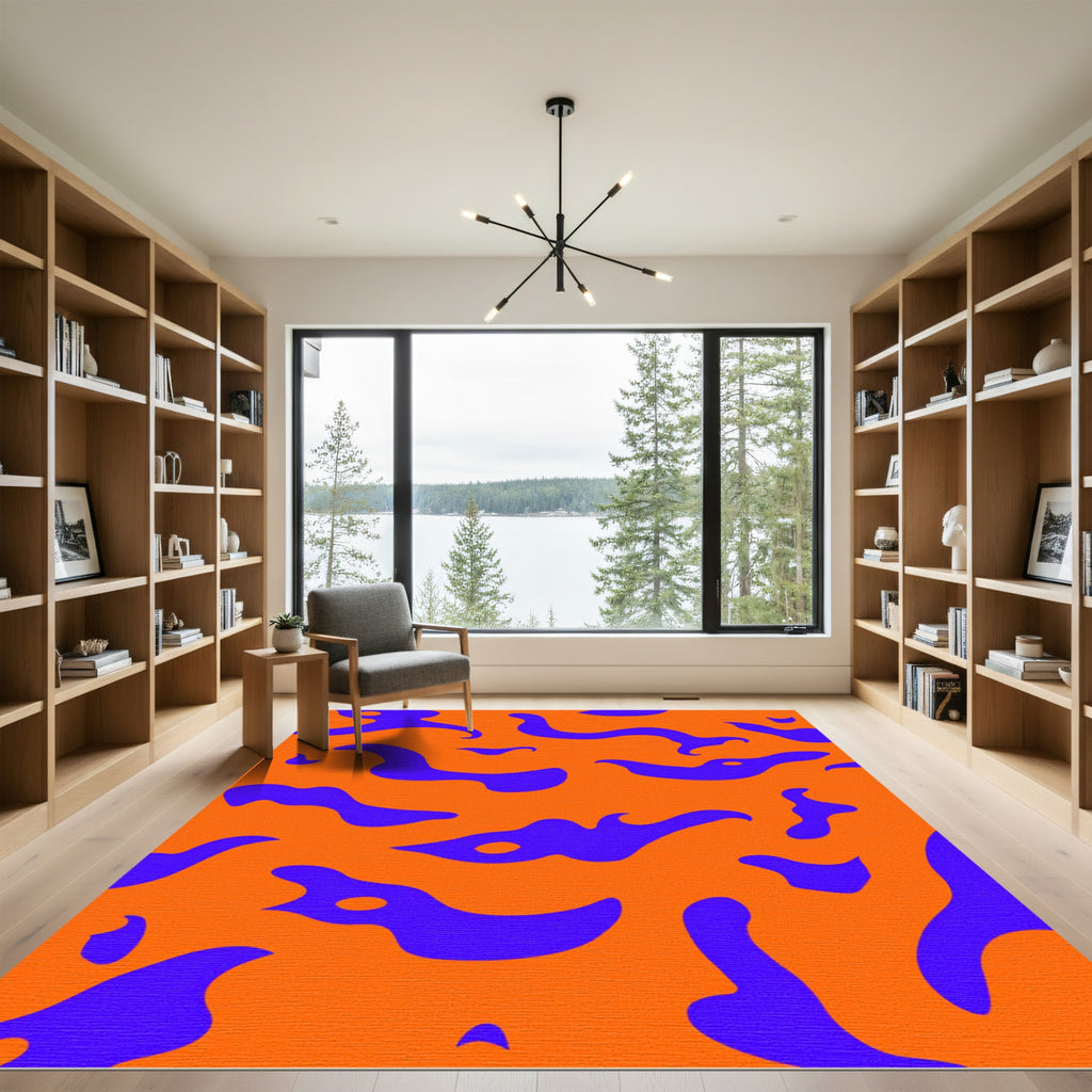Bold Orange Blue Abstract Splatter Rug