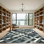 Modern Gray Intersecting Lines Rug