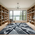 Monochromatic Shard Geometric Abstract Shattered Glass Rug