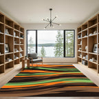 Vibrant Orange Forest Tiger Stripe Rug