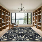 Art Deco Sunburst Silver Gray Rug