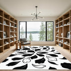 Monochromatic Floating Petal Botanical Art Rug