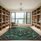 Patinated Teal Compass Star Ornament Rug