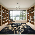 Ethereal Black and Gold Smoke Swirl Rug