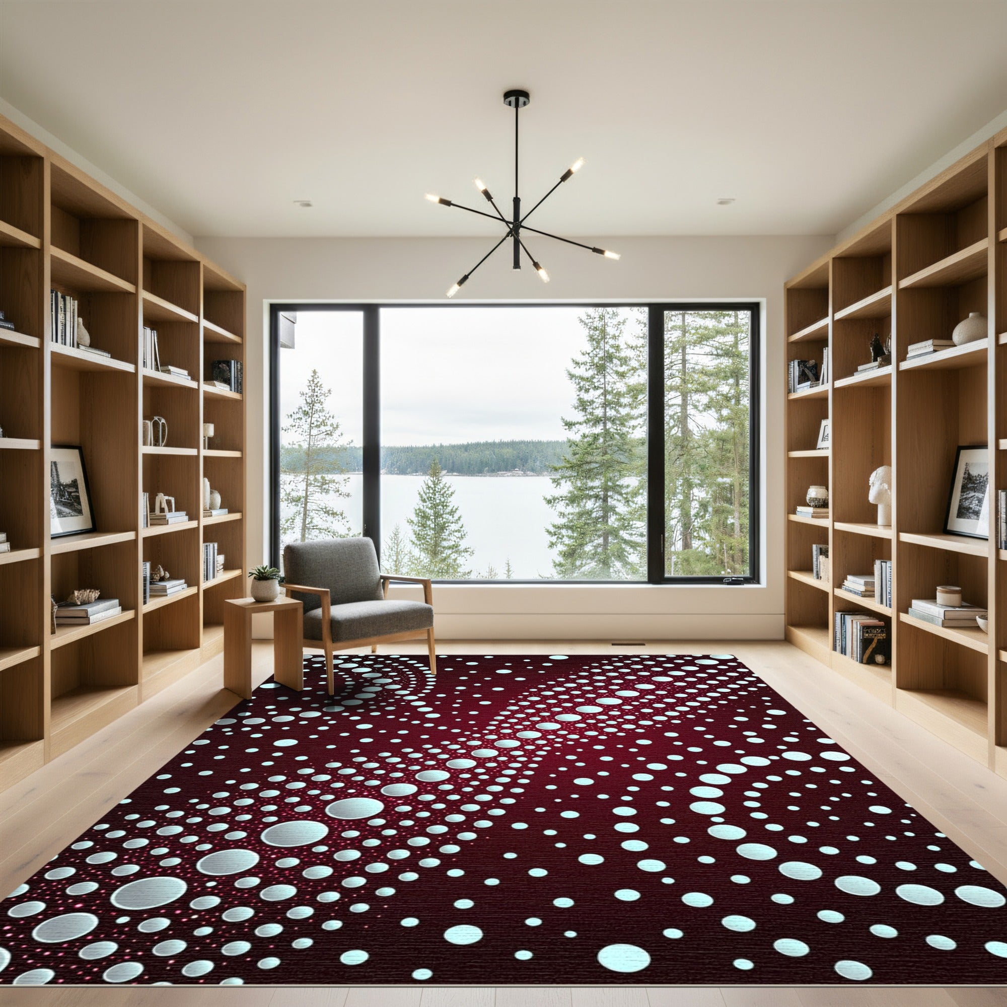 Crimson Dot Cascade Contemporary Rug
